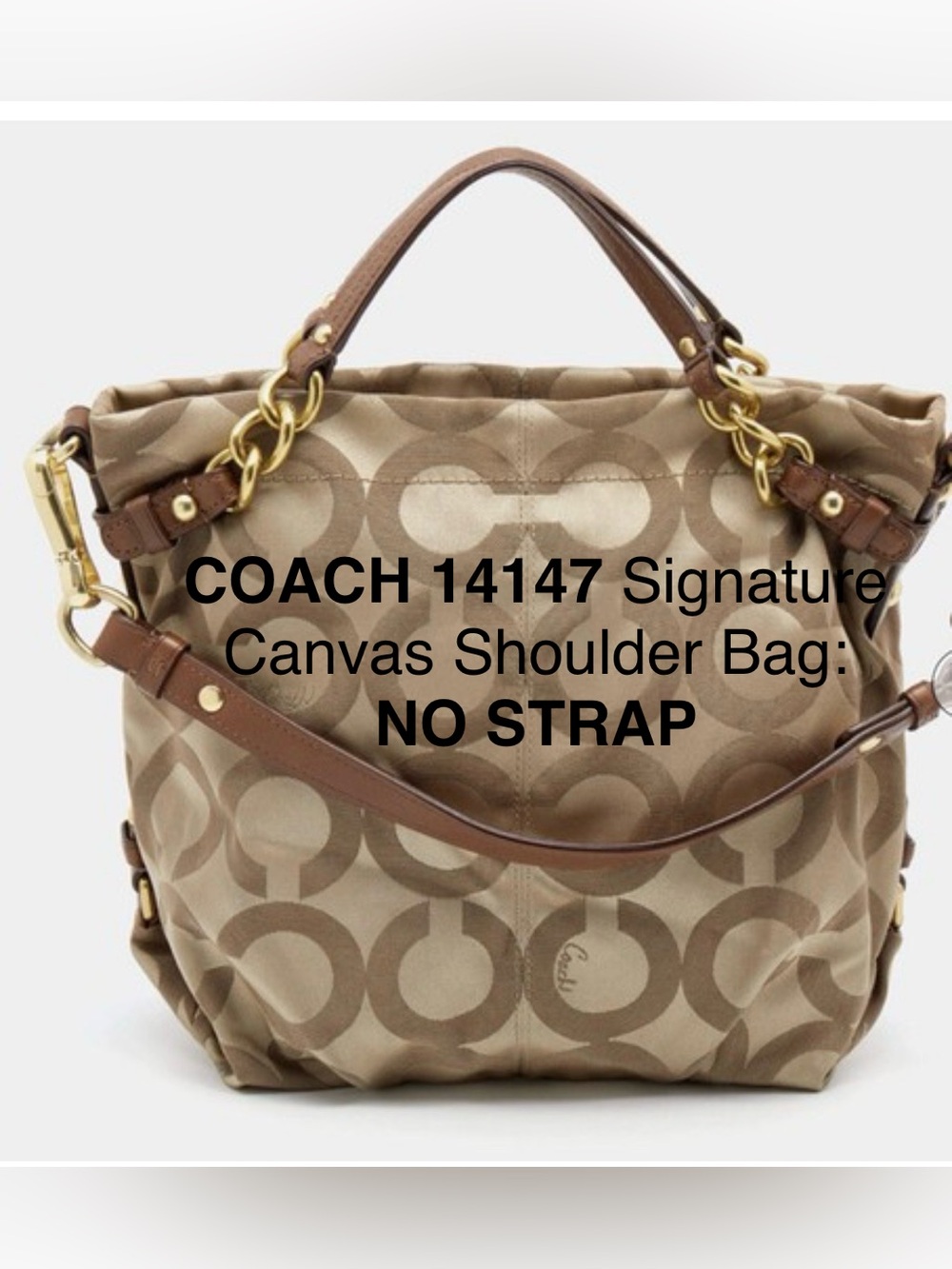 Coach Khaki and Brown Signature Canvas Shoulder Bag